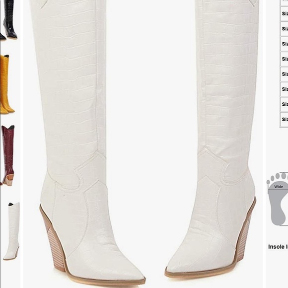 Shoes - White knee high cowboy boots. Women’s 8.5